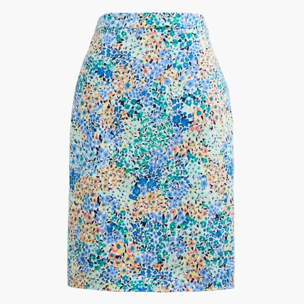 NWT New J. Crew Spring Floral Colorful Print Mini Midi Pencil Wiggle Skirt Sz 8